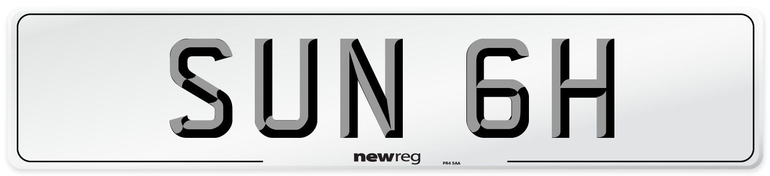 SUN 6H Number Plate from New Reg